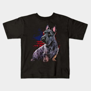 Scottish Charm Stylish Tee Featuring Adorable Scottish Terrier Illustrations Kids T-Shirt